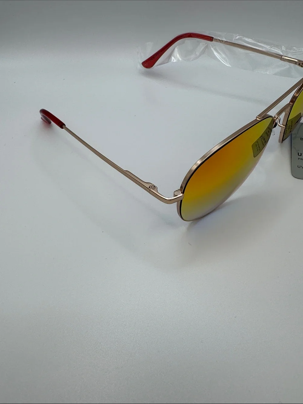 Red Gradient Aviator Sunglasses with Gold Frame